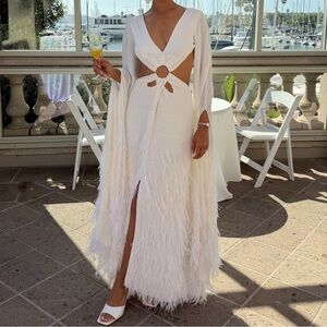 Cult Gaia Celeste Ostrich Feather Gown